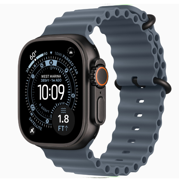 Apple Watch Ultra 3 GPS + Cellular, 49mm Natural Titanium Case & Black Titanium